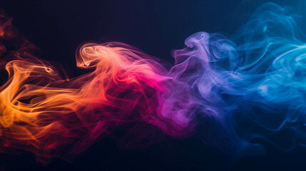 Fototapeta premium Picture of smoke being ejected and mixed with various lights to create rainbow-colored smoke.