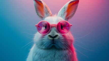 Easter Bunny portrait, pink glasses, cheerful and stylish, perfect for Easter celebration, AI Generative