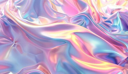3D rendered, iridescent holographic abstract background, pastel colors, fluid waves generative ai
