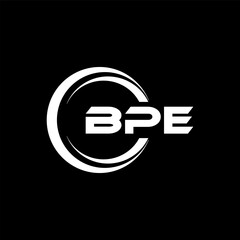 BPE letter logo design with black background in illustrator, cube logo, vector logo, modern alphabet font overlap style. calligraphy designs for logo, Poster, Invitation, etc.