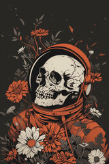 Astronaut Skeleton with flowers