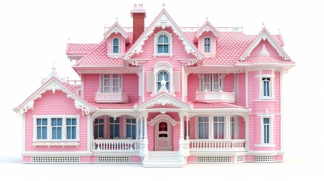 High-definition stock photographic image of a toy house, rendered, set against a clean white backdrop. This image showcases the toy house in exquisite detail, AI Generative