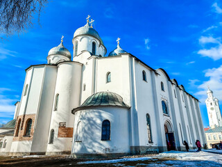 The Cathedral of St. Sophia, the Holy Wisdom of God  in Veliky Novgorod, Russia - obrazy, fototapety, plakaty