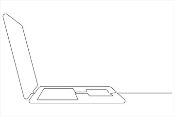 Art illustration of laptop in one line style isolated outline vector
