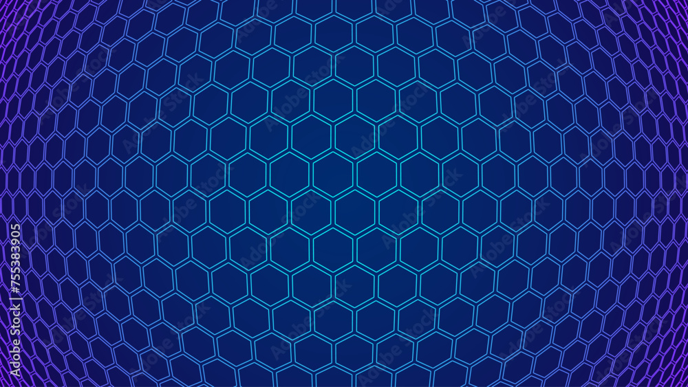 Poster Dark Hexagon Abstract Technology or Science Background. Hi Tech Hexagon Grid. Vector Illustration.