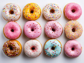 Cute filled donuts in top view