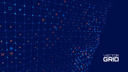 Virtual Technology Futuristic User Interface HUD Grid. Spaceship FUI GUI Backdrop Design. Science Fiction Theme Design, Artificial Intelligence. Hi-Tech Bg. Vector Illustration.