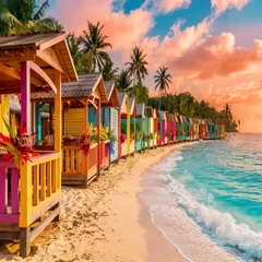 Foto op Canvas colourful cabanas on a tropical beach in the Bahamas © Tatiana