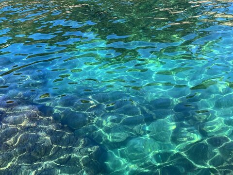 Sea water blue emerald green clear reef.