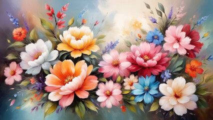 Oil painting of beautiful floral