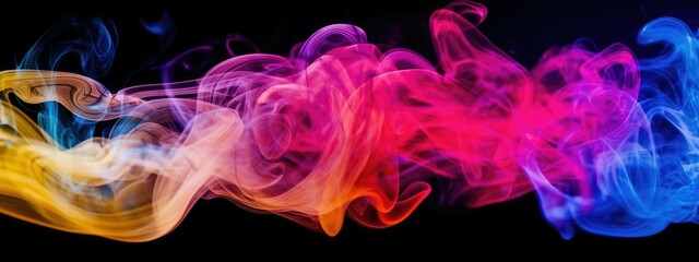 Abstract colorful smoke on a black background