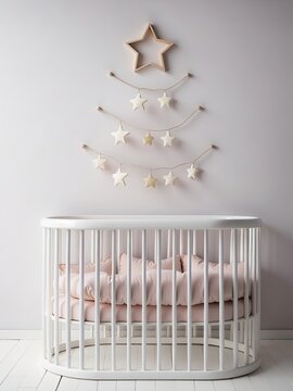 Children room with Christmas decoration, Scandinavian style interior

