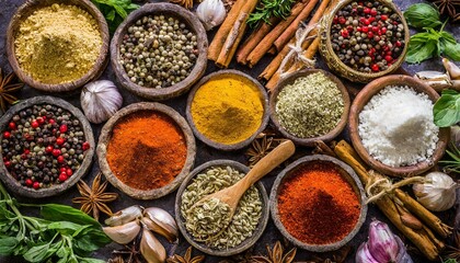 Fototapeta premium Flavorful Fusion: Seamless Pattern of Spices and Herbs
