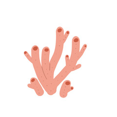 Obraz premium Coral reef isolated on white background. Sea underwater elements. Vector flat illustration