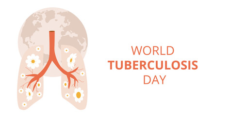 World tuberculosis day banner template. Awareness about disease. Vector flat illustration.