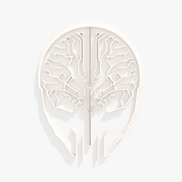 Stylized brain icon or logo. Simple flat thin line style human brain illustration. 3D render