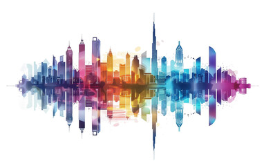 City Skyline Vector Illustration Isolated on Transparent Background PNG.