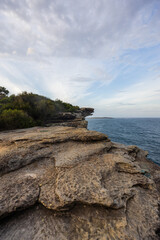 The rock cliff view along Sydney Northern Beaches.