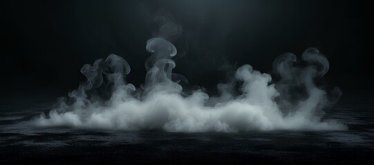 Mysterious Eerie Smoke - Dramatic Shadows and Light on Dark Surface