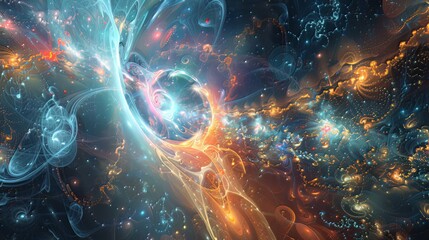 A Multidimensional AI Universe: An abstract depiction of an AI-powered universe with multiple dimensions and alternate realities, exploring the concept of AI beyond traditional boundaries.
