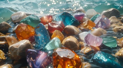 Digital crystal flower flowing water abstract graphics poster web page PPT background