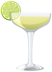Vector graphic of a cocktail with lime garnish