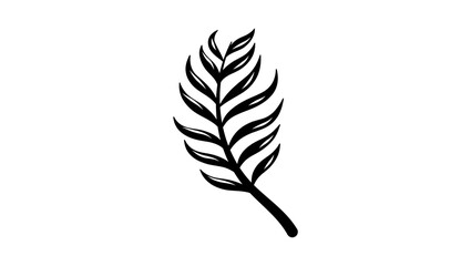 tropical leaf, black isolated silhouette 