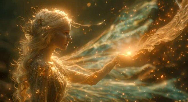 Fairy godmother granting wishes with a wave of her wand