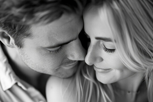 The warmth and romance between a couple in a close-up portrait