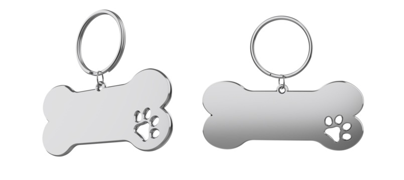 Metal bone shaped dog tag. Blank Cat Dog Id Tag. Png transparency - Powered by Adobe