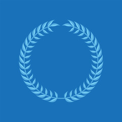 Blue Wheat and rye wreaths. harvest spike logo. gold elements for organic food logo, bread packaging or beer label.