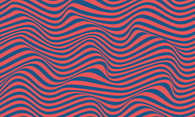 Abstract stripes red blue optical art wave line background. Vector illustration