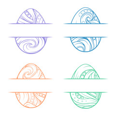 Intricate easter egg mandala split monograms set