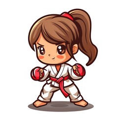 cute karate girl mascot