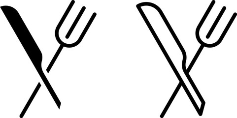 fork and knife icon, sign, or symbol in glyph and line style isolated on transparent background. Vector illustration