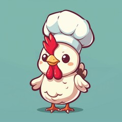 Fototapeta premium cute rooster with chef hat mascot