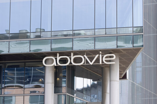 South San Francisco, CA, USA - Feb 23, 2024: AbbVie sign is seen at its Bay Area Campus in South San Francisco, where the focus is on researching and developing new medicines to treat cancer.