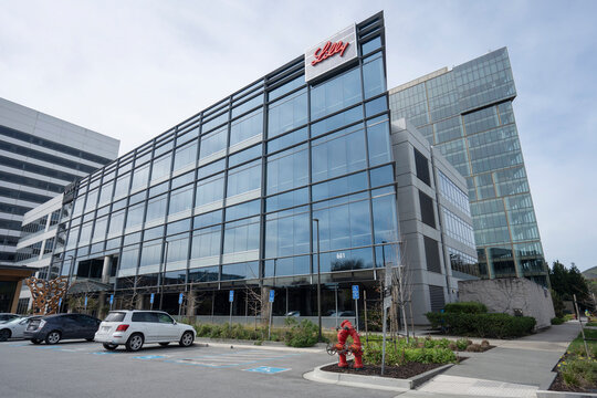 South San Francisco, CA, USA - Feb 23, 2024: Exterior view of the Eli Lilly Gateway Labs in South San Francisco, California. Eli Lilly and Company is an American pharmaceutical company.