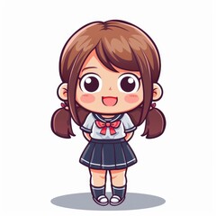 cute school girl mascot