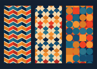 set of banners with retro pattern textures, retro designs for banner, fondo retro patrones 1