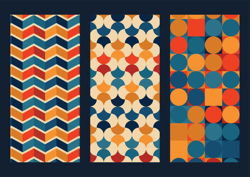 set of banners with retro pattern textures, retro designs for banner, fondo retro patrones 1