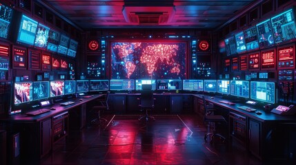 Cybersecurity operations center, defending against next-generation digital threats. - obrazy, fototapety, plakaty