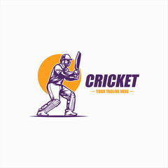 Fototapeta na wymiar Cricket logo championship with Player illustration vector