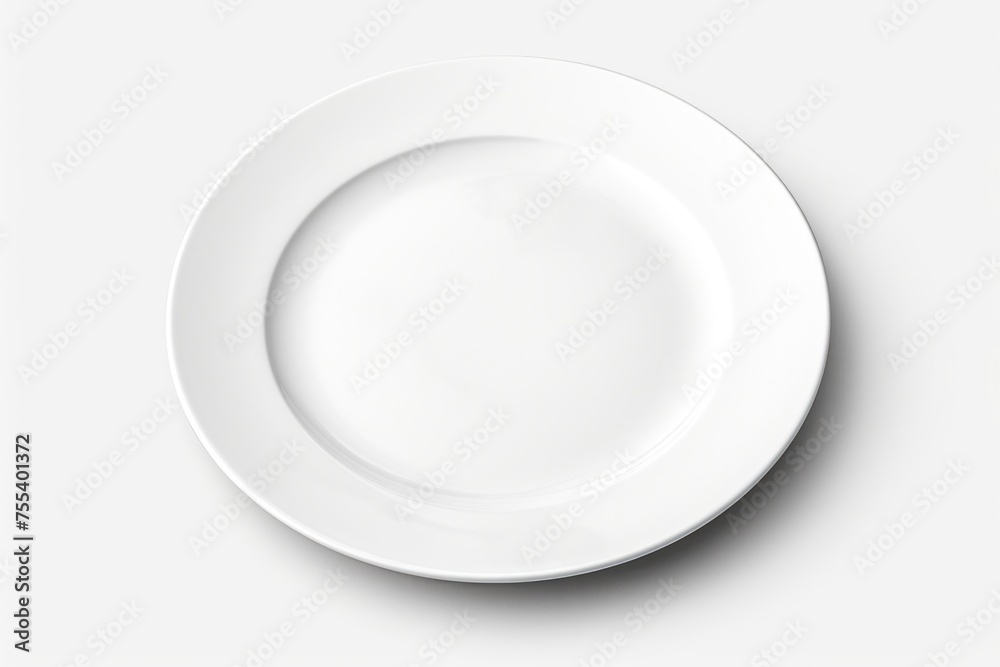 Poster a simple white plate with a fork and knife. suitable for food-related designs
