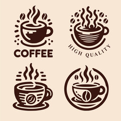 Set of coffee elements logo
