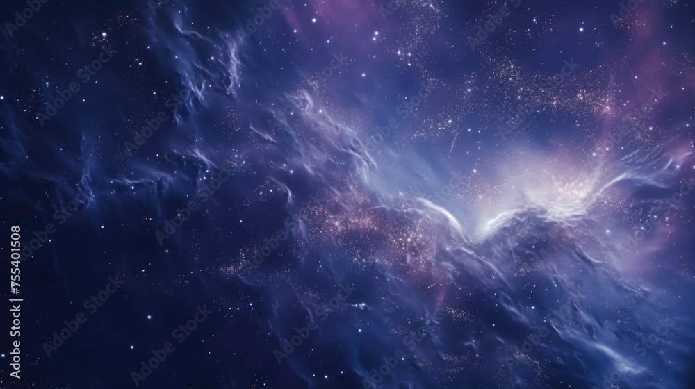 Poster a beautiful view of a space scene with shining stars. perfect for backgrounds or space-themed design