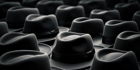 A collection of hats displayed on a table. Suitable for fashion or event themes