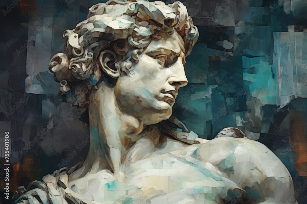 Aufkleber a realistic painting of a statue of a man. suitable for art and history concepts
