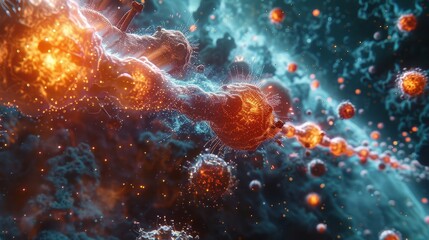 Nanotechnology in medicine, depicting targeted drug delivery for cancer treatment.