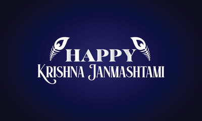 Fototapeta premium Happy Krishna Janmashtami Stylish Text Design